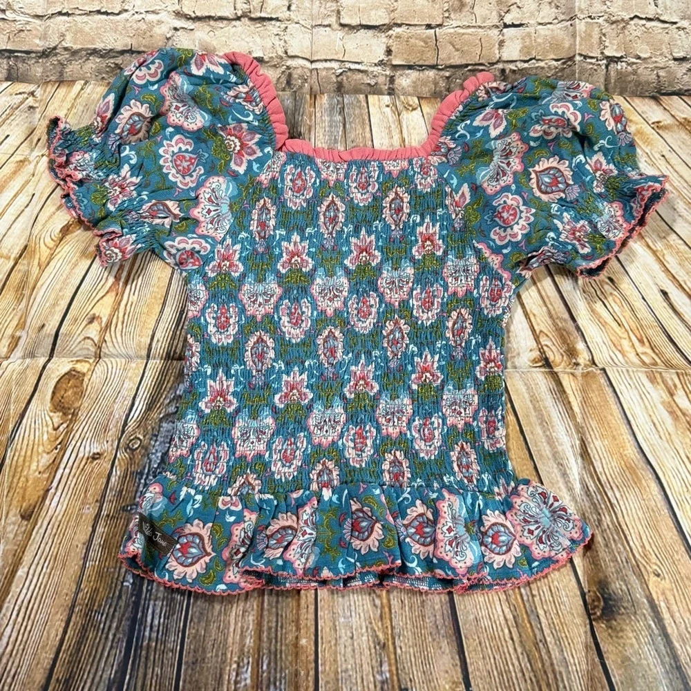 Matilda Jane Size 12 Enchanted Garden Palmer Smocked Peasant Top